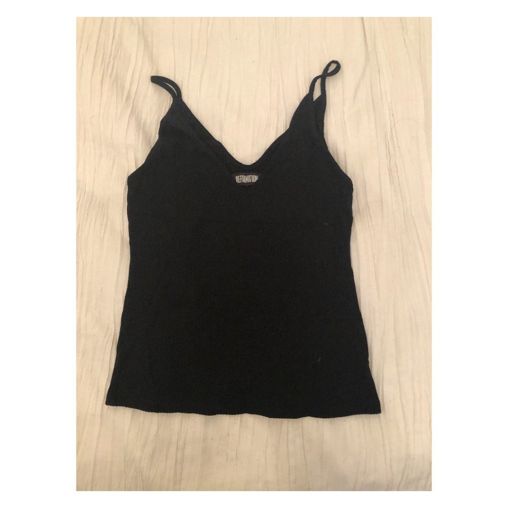 REFORMATION Bryn Black Cami V Nk Top USED size Med